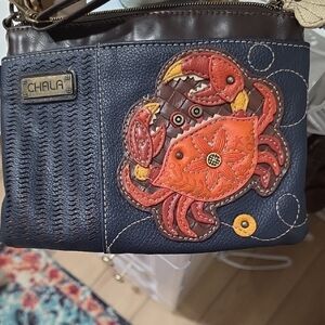 Chala Blue and Red Crab Crossbody Bag